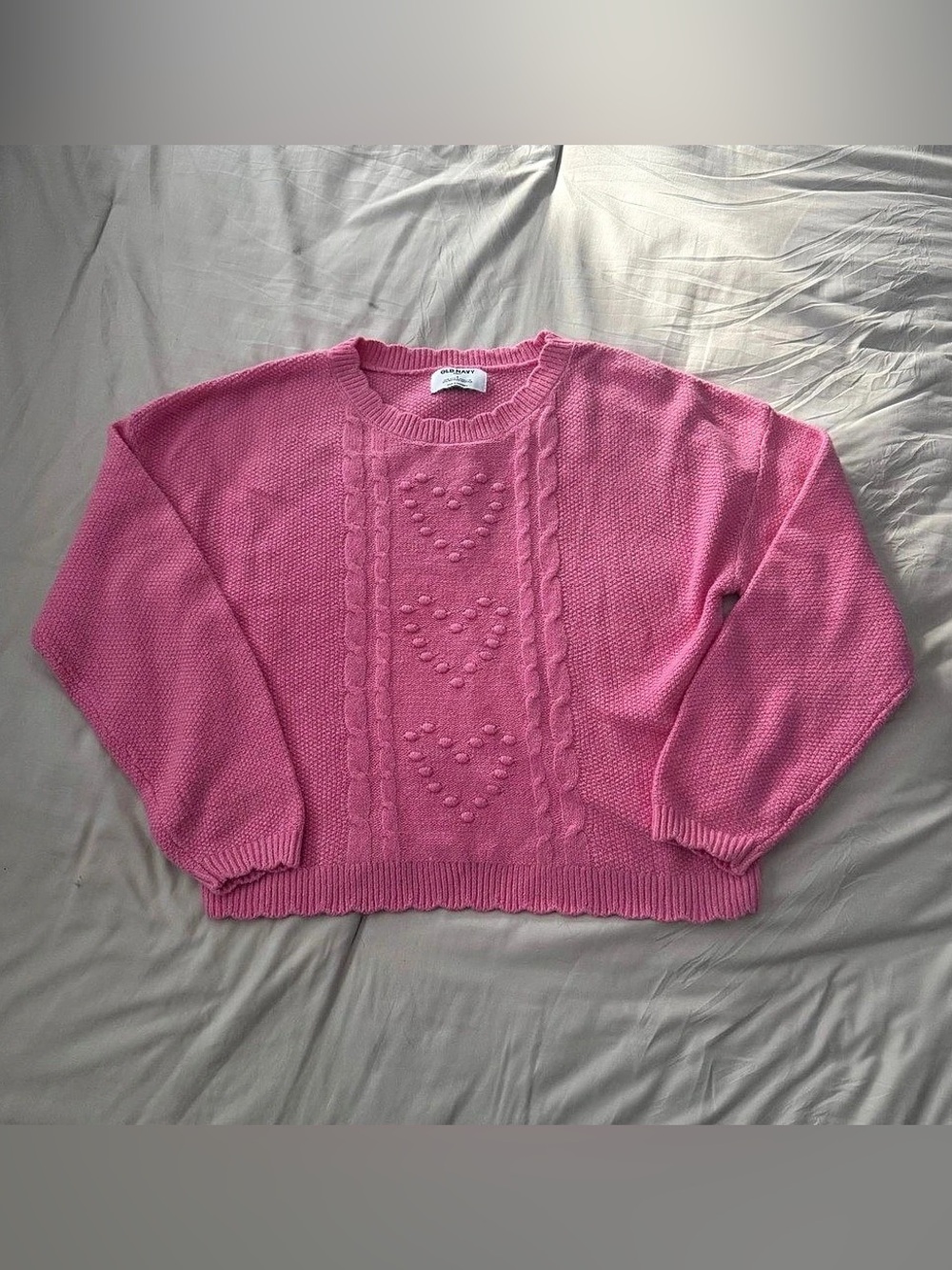 Old Navy SoSoft Crew-Neck Bobble Heart Sweater Pink Small